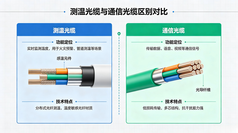 测温光缆 vs 普通通信光缆区别: 测温光缆 vs 普通通信光缆区别: